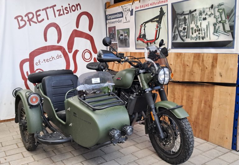 Gabelvorverlegung, 3 angepasste Federbeine und eine Scheibe für den Seitenwagen ef-tech Jochen Brett